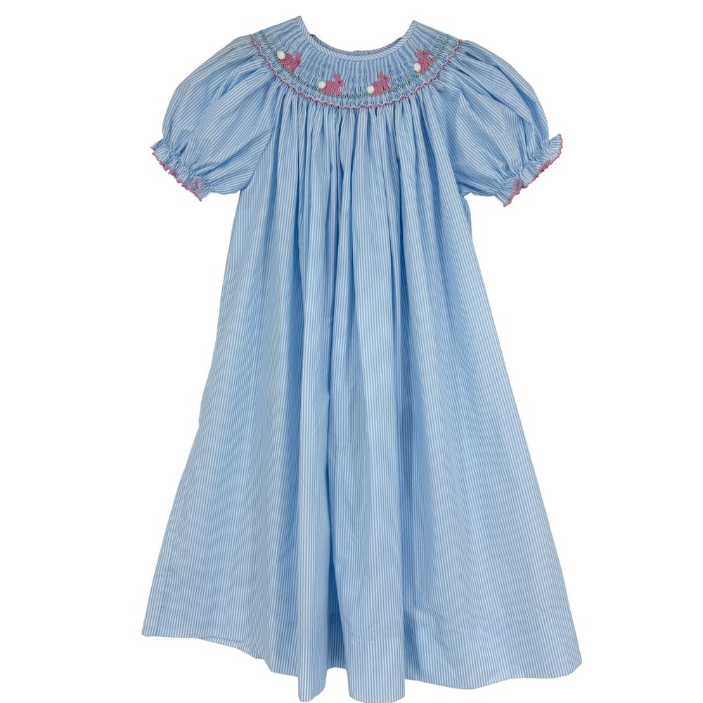 Edgehill‎ Collection Girl's Blue Smocked Bunny Dress Size 6X